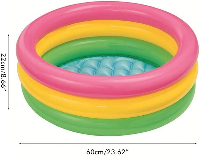 60cm/90cm/114cm Swimming Pool 3 Color Rainbow Round PVC Inflatable Little Pump Pool Blow Up Padding Pool (As Shown in the Figure #69)