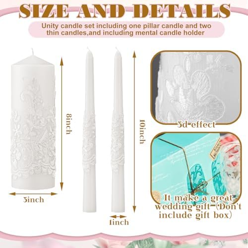 Irenare Unity Candles for Wedding Ceremony with Holder,Ceramics - Image 5