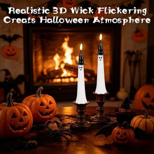Halloween Witch Flameless Taper Candles with Remote and Timer - Image 4