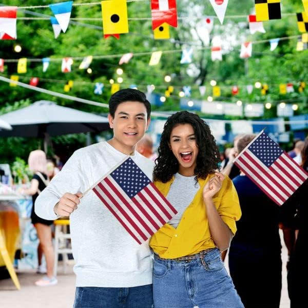 USA Stick Flags - One dozen stick flags - 12" x 18" Hand Held American Stick Flags For Parades, Events, Protests, Elections, Home Decor