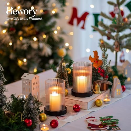 Hewory Hurricane Glass Candle Holders, Pillar Black Candle Holders Set of 2 - Image 2