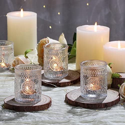 DEVI 24pcs Clear Glass Votive Candle Holders, Vintage Candle Holder for Votives&Tea Lights&Floating Candles, Wedding Decorations for Receptions, Valentine Wedding Centerpieces Table Decoration - Image 4
