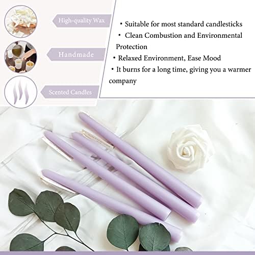 4 PCS Scented Taper Candles Purple 10 inch Long Candle Sticks Soothing Lavender Fragrance Smokeless Tapered Candle for Wedding Decor,Festival and Special Occasions - Image 3