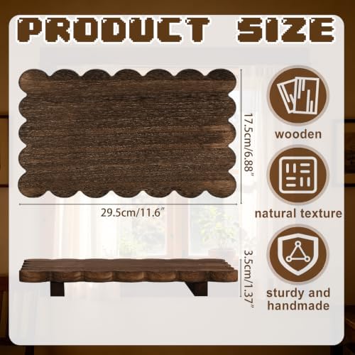 Yookeer Scalloped Wood Riser, Brown, 11.6''X 7''X 1.4'', Square - Image 2