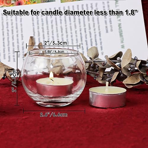 PINIWON 12pcs Clear Glass Round Votive Candle Holders, 2''×2'' - Image 2