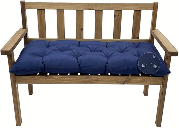 Outdoor Bench Cushion, Waterproof Swing Cushion Bench Seat Cushion, Swing Chair Replacement Seat Pads Cushion Pillow for Lounger Garden Furniture Patio Metal Wooden Bench (Navy Blue, 47.24x20in)