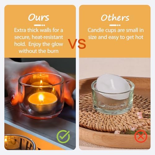 Gurfuy Clear Glass Votive Candle Holders 6 Set - Tealight Candle Holder for Festival Wedding Propose Parties Holiday Table Centerpiece Shelf Decoration Fall Home Decor - Image 3