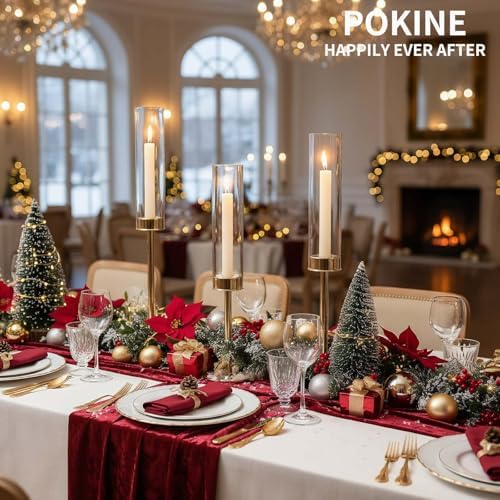 POKINE Gold Candle Holders Set of 3 for Taper Candle Holders - Image 3