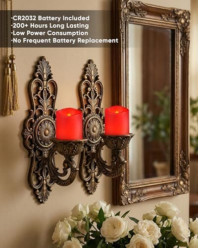 Homemory 24 Pack Red Flameless Flickering LED Votive Tealights Candles - Image 3