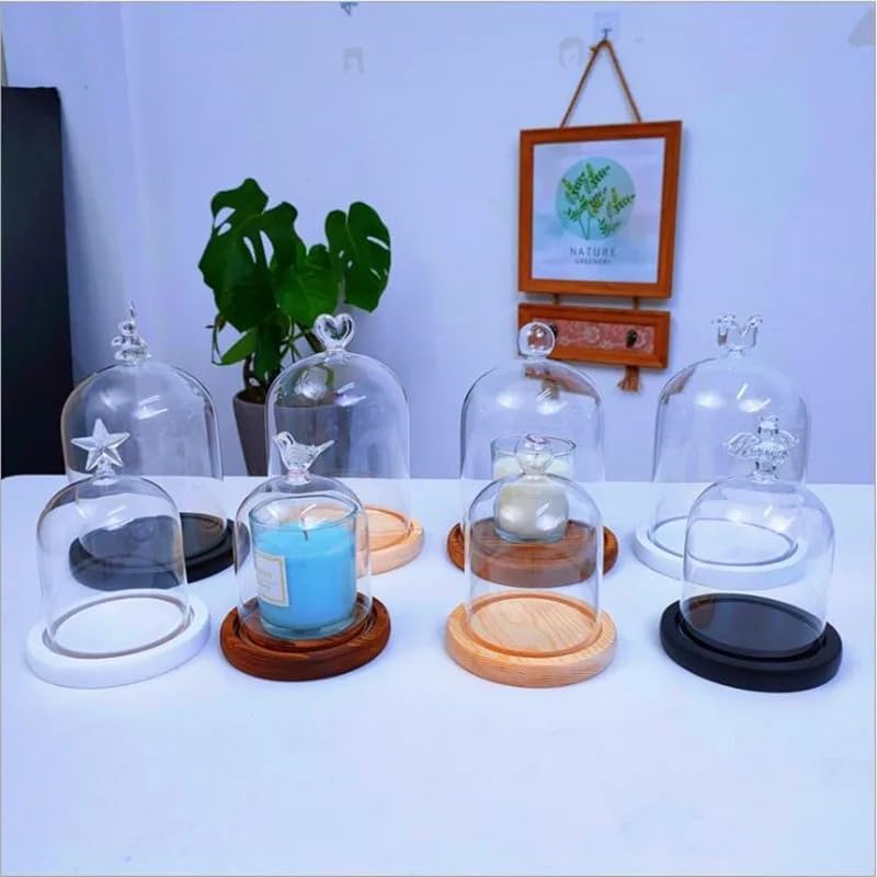 12 * 16cm Big Size Antique Base Different Top Glass Dome Vase Home Decoration Transparent Candle Cover Wedding Friend Favor Gift (1set Star Dome Base) - Image 5