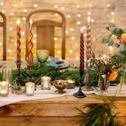 Nuanchu 4 Pcs Twisted Taper Candles,7.87 Inch,Pure,Fall Color - Image 4