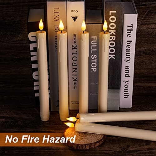 Homemory 3 Pcs Flameless Taper Candles with Remote Timer Dimmer, 9.6" Ivory LED Candlesticks Battery Operated, Plastic Flickering Flameless Candles for Fireplace Wedding Seasonal Indoor Decorations - Image 4