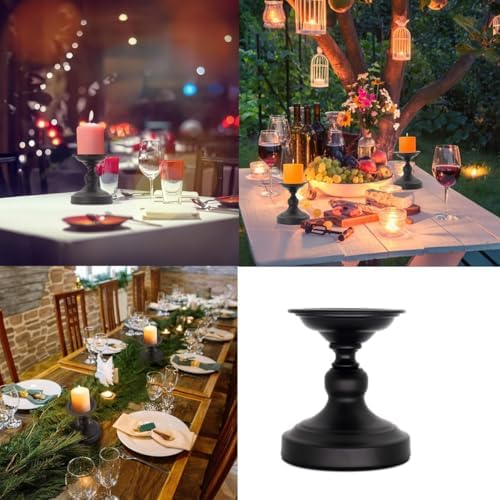 Metal Black Candle Holder for Pillar, Iron Candlestick Holder Stand for Home Coffee Decor Decorations, Table Centerpiece, Wedding Reception (2 Pack) - Image 6