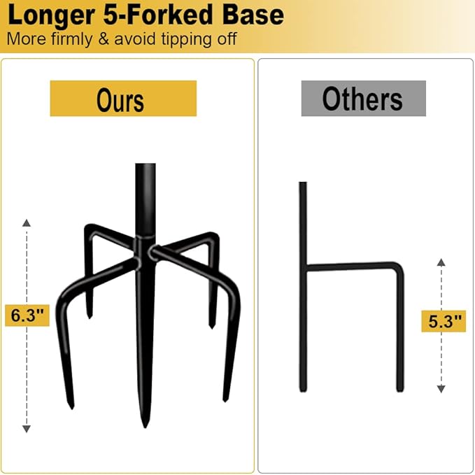 49 Inch Garden Yard Flag Stand Holder with 5 Forked Base for 12 X 18 Sign Decoration, 1 Pack