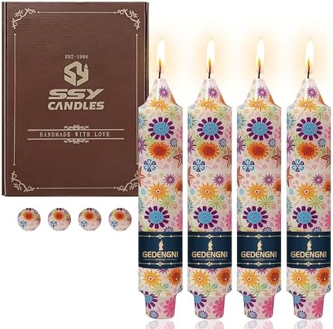 Floral Taper Candle Dripless Candlesticks - Gedengni 4pcs Handmade Sunflower Candles Short Candle Sticks 7inches Smokeless Tapered Candles for Home Party Wedding Dinner,18-SUNFLW by Gedengni