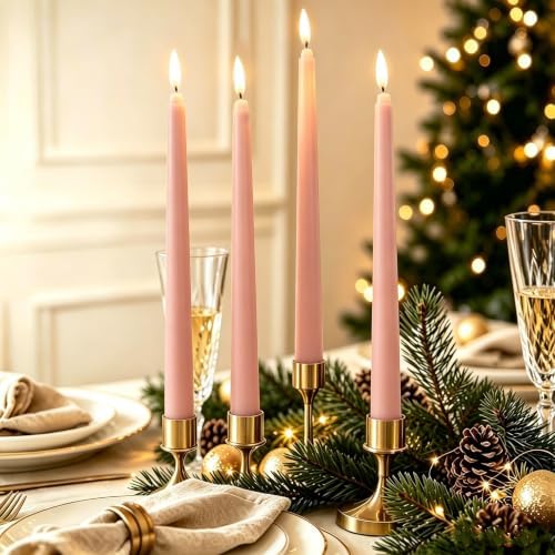 Dusty Pink Flameless Taper Candles with Remote Set of 4 - Image 6