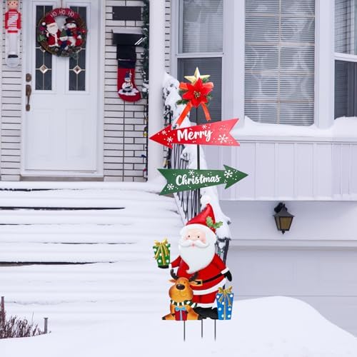 Christmas Decorations Outdoor Yards Signs, 47" Metal Xmas Santa Claus Signs - Image 7