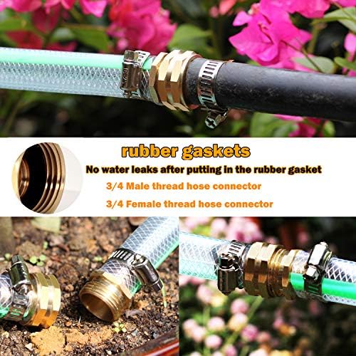 Garden Hose Repair Connector with Clamps Hose End Repair Kit,3/4" Barb Garden Hose Fittings Male and Female brass garden hose ends (3/4"Barb-10 Set) - Image 5