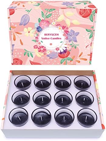 Set of 12 Black Votive Candles for Halloween Pumpkin, Clear Glass Filled Unscented Soy Wax Candle for Dinner, Parties, Home Decorations and DIY - Image 5