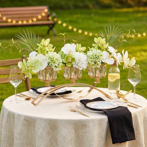 3 Arms Crystal Candle Holders, Arch Candlestick Table Candelabras Centerpieces for Wedding, Dinning Room, Cabinet Ornaments, Home Decoration， Gift (3-arm Arched, Gold) - Image 5