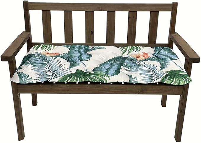 Srutirbo Indoor Outdoor Bench Cushion, Waterproof Swing Cushion Seat Chair Replacement Pads Pillow for Lounger Garden Furniture Patio Metal Wooden (Leaf, 59 * 20inch)