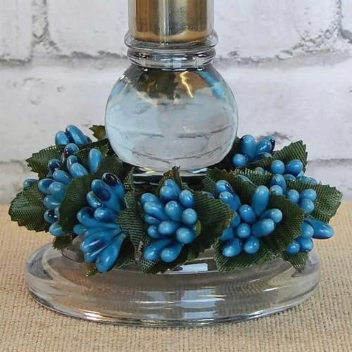 Daifunli 2 Pcs Williamsburg Blue Candle Rings Wreath Blue Pip Berry Ring Wreath for Pillar 3.9 Inch Candles Holder for Holiday Table Centerpiece Wedding Kitchen Cabinets Rustic Table Decor by Huiinen