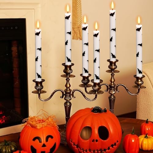 Bats Decal Flameless LED Taper Candles with Remote and Timer - Image 3