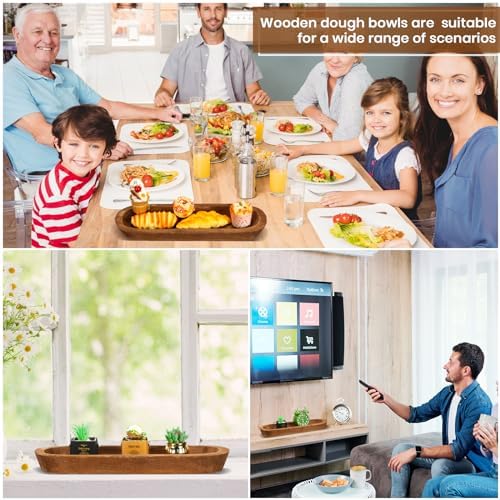 FoldTier 4 Pcs Wooden Dough Bowl Bulk,Brown,20'' X 6'' X 2'',Classic - Image 6