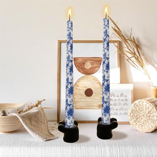 Floral Candlesticks Chinoiserie Candles - Set of 2 Blue and White Taper Candle 10 Inch Long Candle Sticks Dripless Tapered Candles for Home Decoration Wedding Party (8D2T-BLUWHT) - Image 6