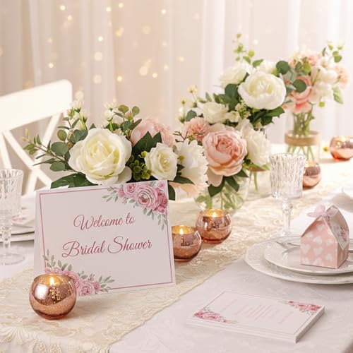 12 Pcs Rose Gold Candle Holders-Rose Gold centerpieces for Birthday Party, Wedding, Bridal Shower, Sweet 16. Mother's Day Brunch Table Decorations - Image 4