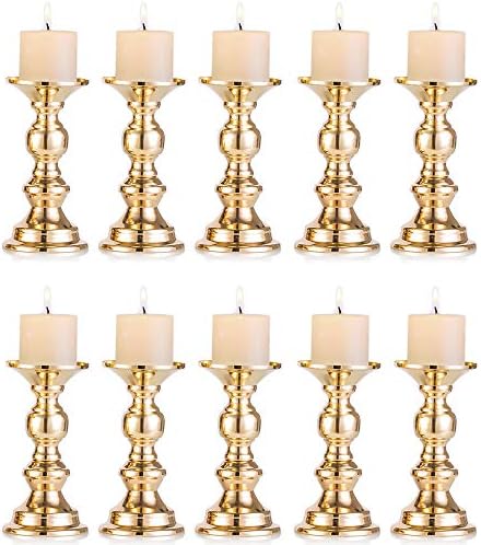 NUPTIO Gold Candle Holder for Pillars: Candle Stands for 2 inches Candles by Nuptio