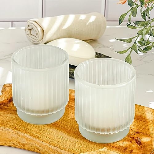 Kate Aspen Vintage Fluted Frosted Glass Tealight Votive Candle Holders (Set of 6), Rustic Decor, Boho Decorations, Shelf Decoration, Classic Look | Perfect Hostess Gift - Image 3