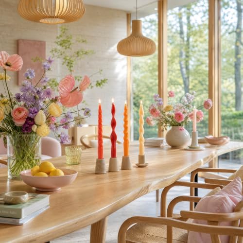 4 Pack Twisted Taper Candles Unscented Dripless Spiral Candlesticks Smokeless Swirl Wax Colorful Decorative Candle Sticks for Wedding Dinner Party Home Decor (Sunset Red Orange, 7.8 inch) - Image 6