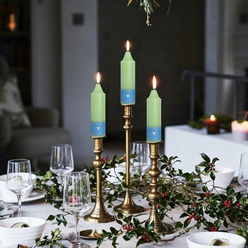 Smokeless Candlesticks Short Taper Candle,Unscented 5 Inches Light Green Candle Sticks Dripless Tapered Candles for Home Décor Weddings Seasons Gifts(4pcs-Light Green) - Image 3