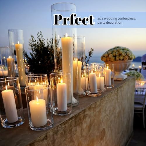 12Pack Glass Cylinder Vases for Centerpieces - 12 Inch Tall Flower Vase for Wedding Decorations, Floating Candle Holder Vase Bulk,Glass Hurricane Candle Holders for Table Shelf, Party, Home Decor - Image 5