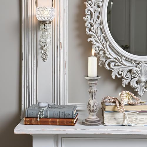 Biedermann & Sons Washed Wooden Pillar Candle Holder, White, 6 Inch Tall, Fits Up to 3 Inch Pillar Candles, Decorative Candle Stand for Mantels, Tables and Shelves - Image 4