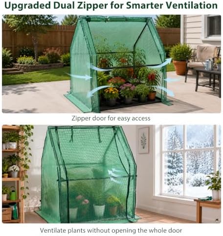 Gardzen Mini Greenhouse, 36 x 36 x 42 in, PE Cover with Floor Mat - Image 4