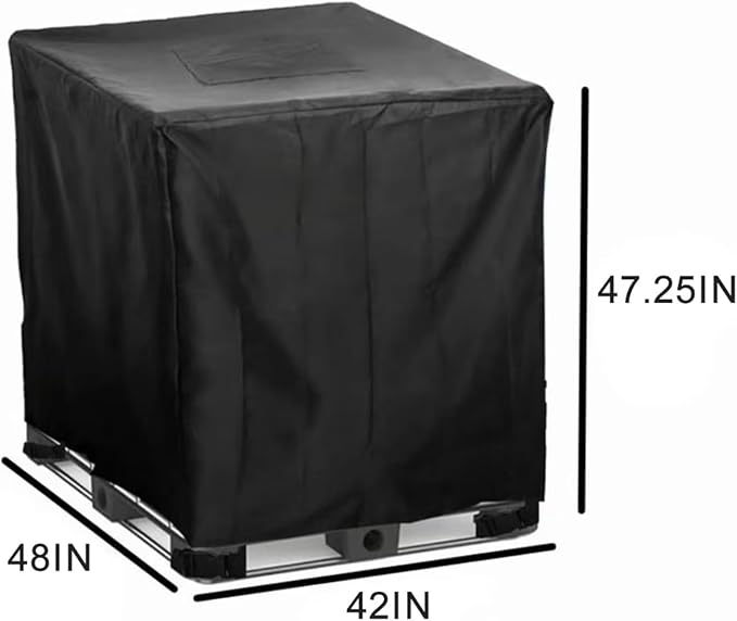 IBC Tote Cover 250 Gallon, Heavy Duty Waterproof IBC Tote Lid, Rain Barrel Cover, Water Tank Cover, Water Tote Cover, IBC Cover(Gray,350 Gallon)