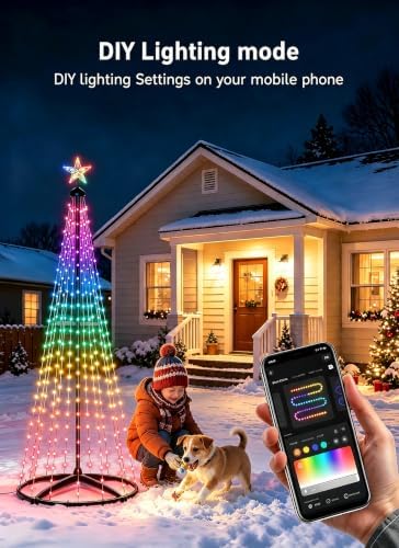 oneup 7FT Christmas Cone Tree Light, Smart RGB Light with App & Remote - Image 5