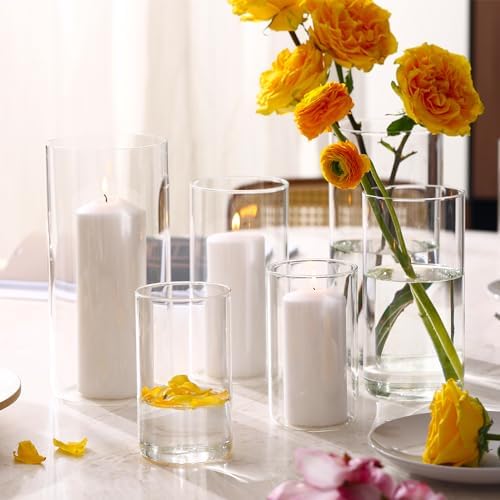 PHOSPHOR Hurricane Candle HoldersFor Pillar Candle Clear Glass Cylinder Centerpieces Vases Table Decoration Centerpiece Floral Room Decor Clear Seeded Bubbles Living Dining Kitchen 3 Pieces - Image 6