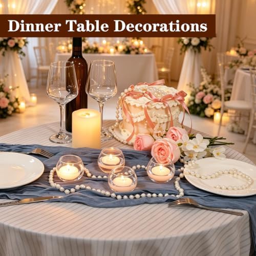 PINIWON 40pcs Clear Glass Round Votive Candle Holders, 2''×2'' - Image 5