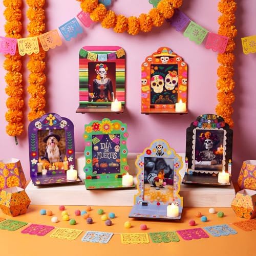 Junkin 6 Sets/12 Pcs Dia De Los Muertos Wall Decorations Picture Frames - Image 4