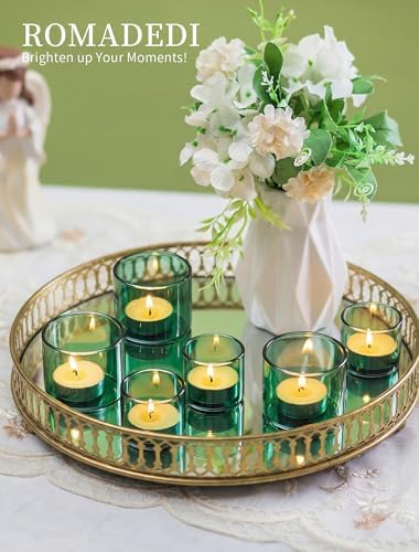 Romadedi Glass Tealight Candle Holder, Green, 12 Packs - Image 6