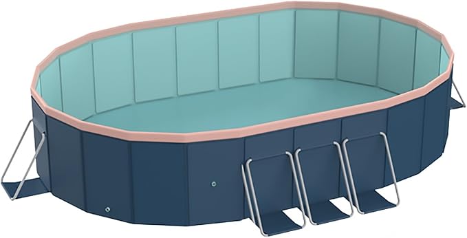 Montary Foldable Large Non-Inflatable Oval Swimming Pool for Family - Hard Plastic Shell, Oversized Thickened Design, Portable Collapsible Backyard Pool-105.5"x63"x20.5"