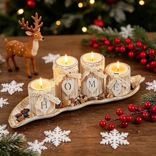 Wooden Candle Holders Centerpieces for Living Room Coffee Table Decorations - Image 6