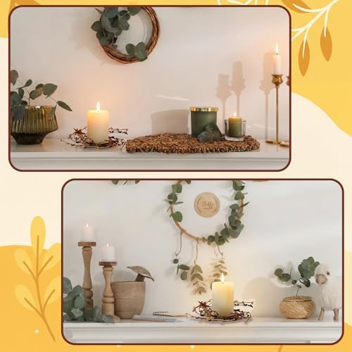 Daifunli 2 Pcs Primitive Pip Berry Candle Ring Rusty Stars Candle Wreath Ring for Pillar 3.9 Inch Candles Holder for Wedding Season Dining Table Centerpiece Decor - Image 4