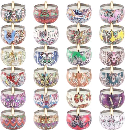 WPONSZU Scented Candles Gifts Set 24 Pack Soy Wax Travel Tin Jar Candles for Home 2.5 OZ jar Candles for Mom for Christmas, Birthday, Thanksgiving, Mother's Day by WPONSZU