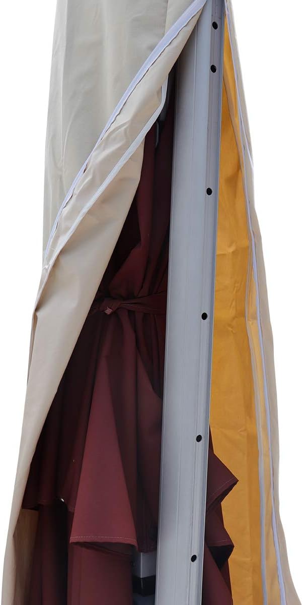 Water-Resistant Patio Umbrella Cover with Zipper, Outdoor Waterproof Umbrella Cover Fits 7 to 10 ft Parasol