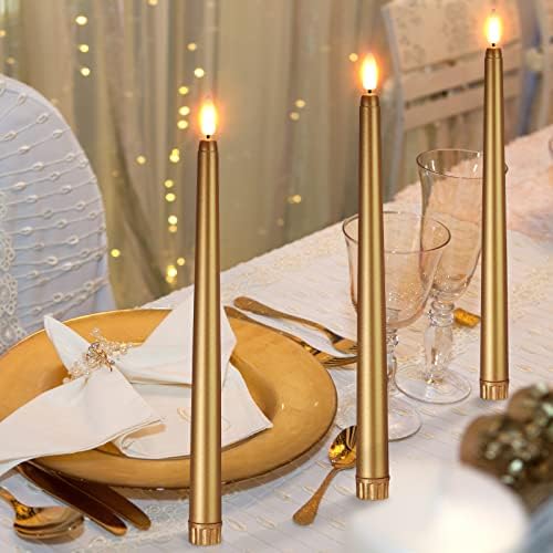 Macarrie 24 Packs Flameless Taper Candles Battery LED 11",Gold - Image 4