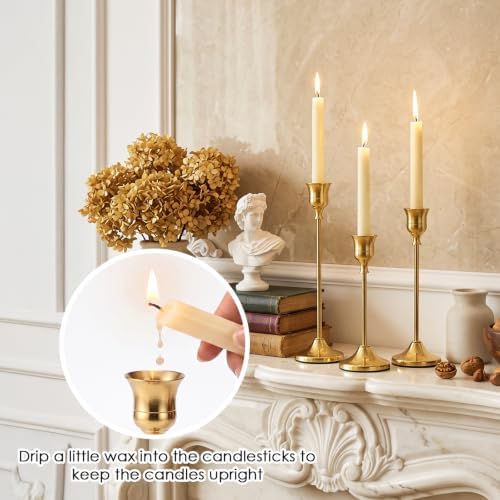 Cieex Gold Candle Holders 4 Sets - 12 Pack Candlesticks Holder in 3 Heights - Image 3